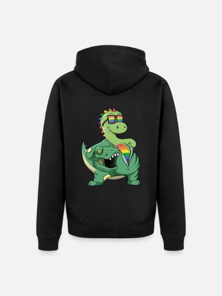 Lustige Dinosaurier Homosexuell Stolz Flagge Homos - Premium økologisk unisex-hættejakke - sort