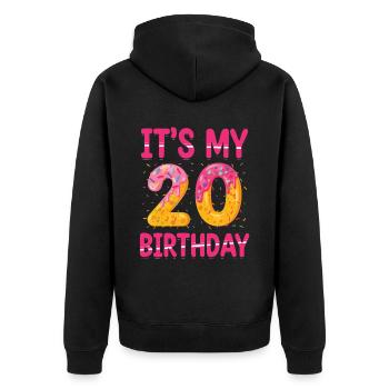 It's My 20th Birthday | Sprinkles Themed | - Unisex Premium Organic Zip Hoodie - black - Back - Nico (187cm)
