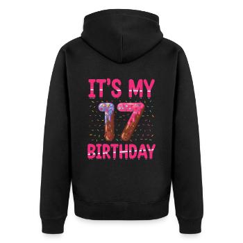 C’est mon 17e anniversaire | Saupoudrer des | à thème - Veste à capuche bio Premium Unisexe - noir - Dos - Nico (187cm)