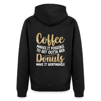 Le café rend possible | T-shirt pour les amateurs de beignets - Veste à capuche bio Premium Unisexe - noir - Dos - Nico (187cm)
