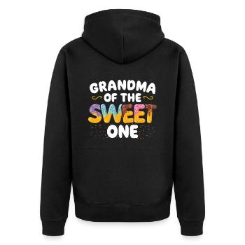 Grand-mère La Douce A | | d’anniversaire familial correspondant - Veste à capuche bio Premium Unisexe - noir - Dos - Nico (187cm)