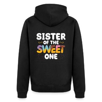 Sœur de douceur A | Famille correspondante - Veste à capuche bio Premium Unisexe - noir - Dos - Nico (187cm)