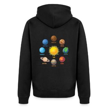 Planeten Sonnensystem - Unisex Premium Bio Zip Hoodie - Schwarz - Hinten - Nico (187cm)