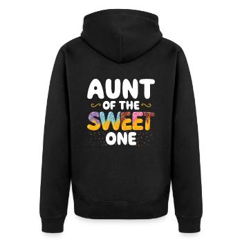 Tante La Douce A | Anniversaire familial correspondant - Veste à capuche bio Premium Unisexe - noir - Dos - Nico (187cm)