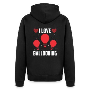 Ich Liebe Ballonfahren Ballonflug Heißluftballon - Unisex Premium Bio Zip Hoodie - Schwarz - Hinten - Nico (187cm)