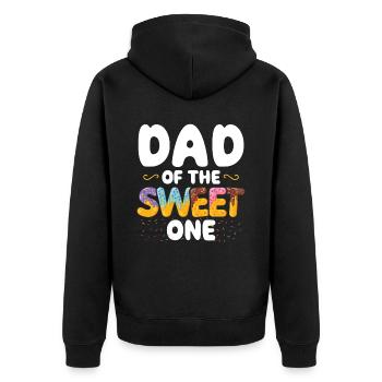 Papa Le Doux | Anniversaire familial correspondant - Veste à capuche bio Premium Unisexe - noir - Dos - Nico (187cm)