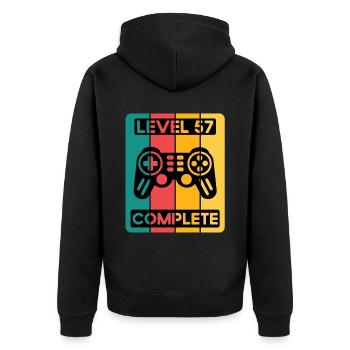 57. Geburtstag Shirt Gamer Zocker Männer Geschenk - Unisex Premium Bio Zip Hoodie - Schwarz - Hinten - Nico (187cm)