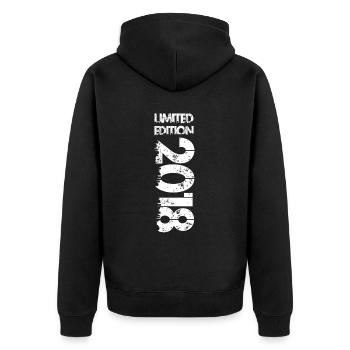 Limited Edition 2018 - Unisex Premium Bio Zip Hoodie - Schwarz - Hinten - Nico (187cm)
