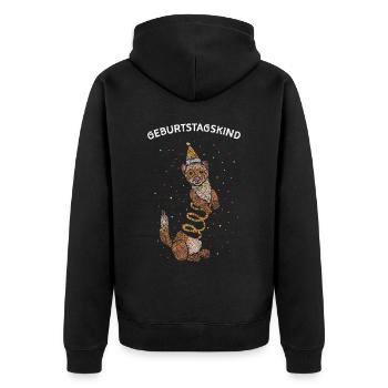 Geburtstagskind Frettchen Geburtstag - Unisex Premium Bio Zip Hoodie - Schwarz - Hinten - Nico (187cm)