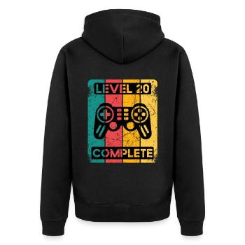 20. Geburtstag Shirt Gamer Zocker Männer Geschenk - Unisex Premium Bio Zip Hoodie - Schwarz - Hinten - Nico (187cm)