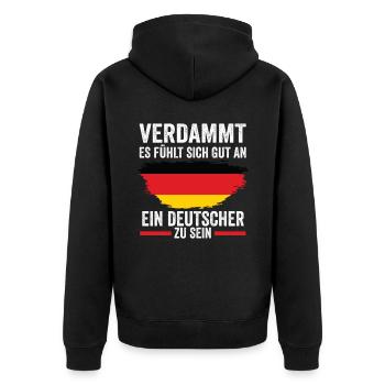 Deutschland Deutscher Deutsches - Unisex Premium Bio Zip Hoodie - Schwarz - Hinten - Nico (187cm)