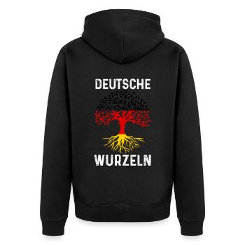 Deutschland Deutscher Deutsches Deutschland - Unisex Premium Bio Zip Hoodie - Schwarz - Hinten - Nico (187cm)