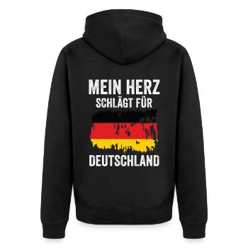 Urlaub Deutscher Deutschland - Unisex Premium Bio Zip Hoodie - Schwarz - Hinten - Nico (187cm)