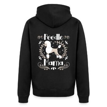Pudel Mama Niedlicher Hund Standard Pudel - Unisex Premium Bio Zip Hoodie - Schwarz - Hinten - Nico (187cm)
