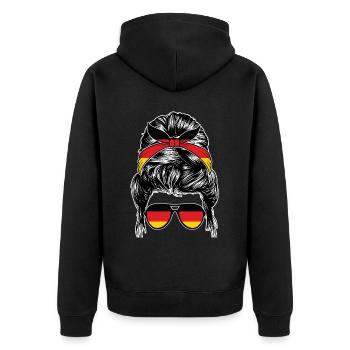 Deutscher Deutsches Deutschland - Unisex Premium Bio Zip Hoodie - Schwarz - Hinten - Nico (187cm)