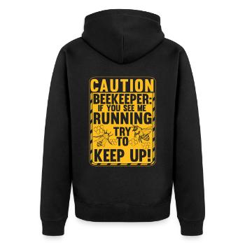 Beware Beekeeper Funny Beekeeping - Unisex Premium Organic Zip Hoodie - black - Back - Nico (187cm)