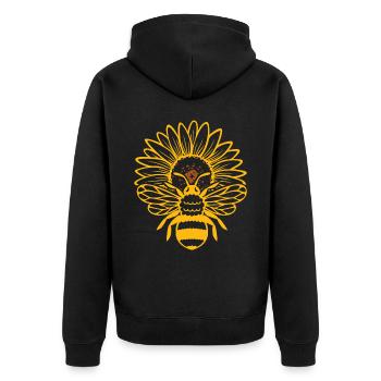 Biene Sonnenblume Imker Honig - Unisex Premium Bio Zip Hoodie - Schwarz - Hinten - Nico (187cm)