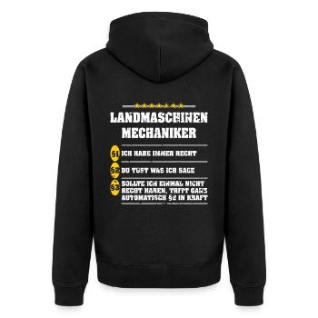 Landmaschinenmechaniker haben immer Recht - Unisex Premium Bio Zip Hoodie - Schwarz - Hinten - Nico (187cm)