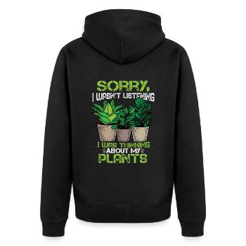 Pflanzen Fan Gärtner Topfpflanzen Geschenk Florist - Unisex Premium Bio Zip Hoodie - Schwarz - Hinten - Nico (187cm)