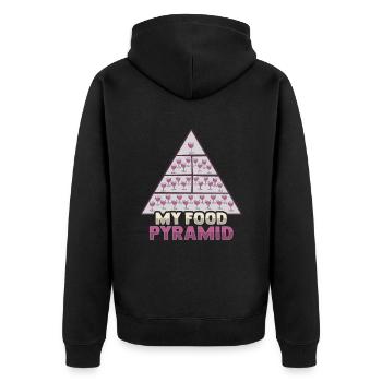 Lustiges Lebensmittelpyramide Rotweintrinker - Unisex Premium Bio Zip Hoodie - Schwarz - Hinten - Nico (187cm)