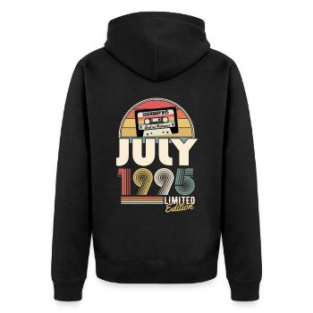Juli 1995 Vintage Jahrgang Geburtstag Geschenk - Unisex Premium Bio Zip Hoodie - Schwarz - Hinten - Nico (187cm)