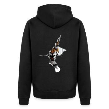 Tiger Roar Big Cat - Unisex Premium Organic Zip Hoodie - black - Back - Nico (187cm)