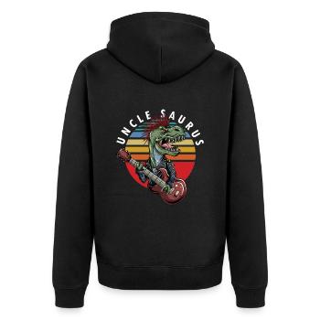 Uncle T-Rex Guitar Player Guitarist Niece Nephew - Unisex Premium Organic Zip Hoodie - black - Back - Nico (187cm)