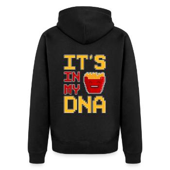 Its In My DNA Pixel Art Fritten Pommes - Unisex Premium Bio Zip Hoodie - Schwarz - Hinten - Nico (187cm)