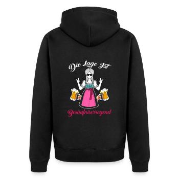 Die Lage Ist Besäufniserregend Dirndl Bier Saufen - Unisex Premium Bio Zip Hoodie - Schwarz - Hinten - Nico (187cm)