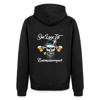Die Lage ist besäufniserregend Bier - Unisex Premium Bio Zip Hoodie - Schwarz - Hinten - Nico (187cm)