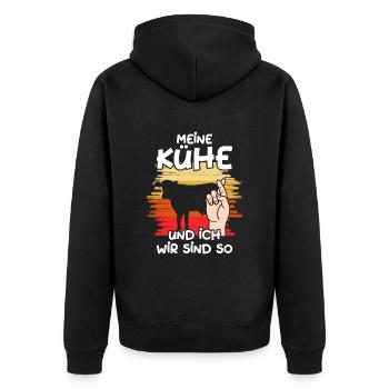 Meine Kühe Und Ich Wir Sind So Landwirt Kuh Rind - Unisex Premium Bio Zip Hoodie - Schwarz - Hinten - Nico (187cm)