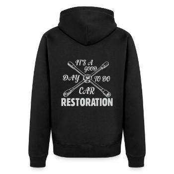 It Is A Good Day To Do Car Restoration - Unisex Premium Bio Zip Hoodie - Schwarz - Hinten - Nico (187cm)