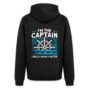 Boat Lovers Boat Captain Captain Captains - Unisex Premium Organic Zip Hoodie - black - Back - Nico (187cm)
