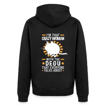 Verrückte Degu Frau Nagetier Gewöhnlicher Degu - Unisex Premium Bio Zip Hoodie - Schwarz - Hinten - Nico (187cm)