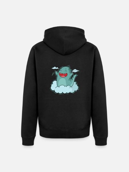 Dino i et cloud dinosaur reptil - Premium økologisk unisex-hættejakke - sort