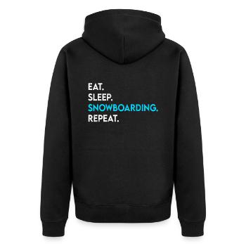 eat sleep snowboarding repeat - Unisex Premium Organic Zip Hoodie - black - Back - Nico (187cm)