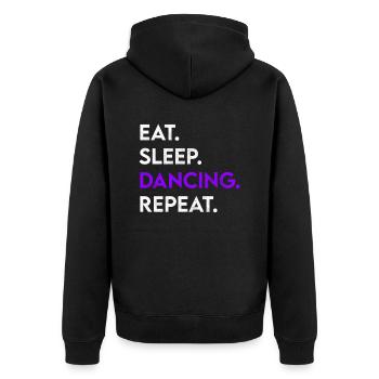 eat sleep dancing repeat - Unisex Premium Bio Zip Hoodie - Schwarz - Hinten - Nico (187cm)