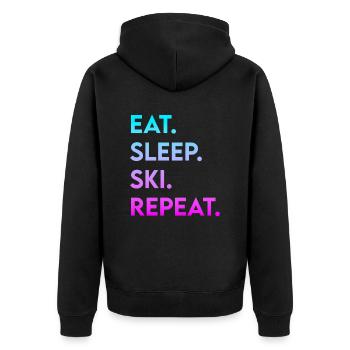manger dormir ski répéter - Veste à capuche bio Premium Unisexe - noir - Dos - Nico (187cm)