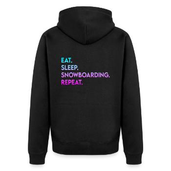 eat sleep snowboarding repeat - Unisex Premium Organic Zip Hoodie - black - Back - Nico (187cm)