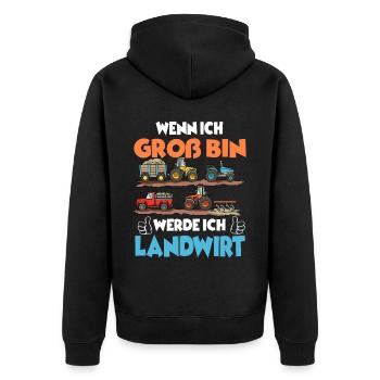WENN ICH GROß BIN WERDE ICH LANDWIRT - Unisex Premium Bio Zip Hoodie - Schwarz - Hinten - Nico (187cm)