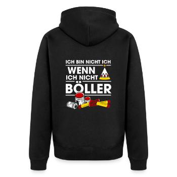 Ich Bin Nicht Ich Wenn Ich Nicht Böller Feuerwerk - Unisex Premium Bio Zip Hoodie - Schwarz - Hinten - Nico (187cm)