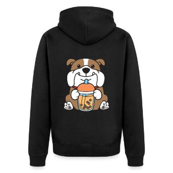 Bubble Milk Tea Deutsch Bulldog Boire du thé Boba - Veste à capuche bio Premium Unisexe - noir - Dos - Nico (187cm)