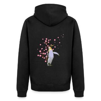 Cherry Blossom Penguin Japanese Sakura Flower - Unisex Premium Organic Zip Hoodie - black - Back - Nico (187cm)