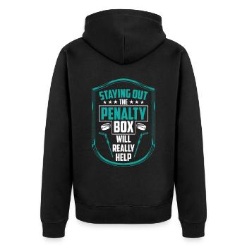 Banc de pénalité de hockey sur glace Banc de pénalité Joueurs de hockey sur glace - Veste à capuche bio Premium Unisexe - noir - Dos - Nico (187cm)