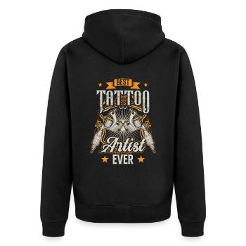 Bester Tätowierer Überhaupt Tattoo Tätowieren - Unisex Premium Bio Zip Hoodie - Schwarz - Hinten - Nico (187cm)