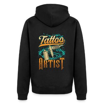 Tatoueur Tattoo Tattoo Tattoo Studio - Veste à capuche bio Premium Unisexe - noir - Dos - Nico (187cm)