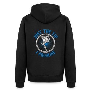 Nur Die Spitze Versprochen Tätowieren Tätowierer - Unisex Premium Bio Zip Hoodie - Schwarz - Hinten - Nico (187cm)