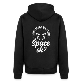 Ich Brauche Nur Etwas Weltraum Ok? Teleskop Sterne - Unisex Premium Bio Zip Hoodie - Schwarz - Hinten - Nico (187cm)