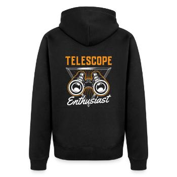 Teleskop Enthusiast Universum Sterne Weltraum - Unisex Premium Bio Zip Hoodie - Schwarz - Hinten - Nico (187cm)