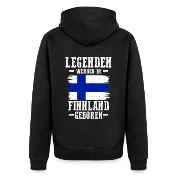 Finnland Finne Finnisches - Unisex Premium Bio Zip Hoodie - Schwarz - Hinten - Nico (187cm)